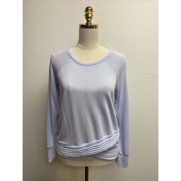 Athleta Serenity Criss Cross Sweatshirt Lt. Blue Crew Neck Soft Modal Stretch XS - Picture 4 of 10